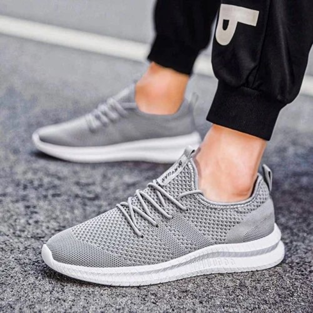 Damyuan Men's Gray Lightweight Breathable Mesh Running Walking Sneakers
